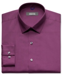 Keep color crisp for a fresh business feel with this solid dress shirt from Kenneth Cole Reaction. Keep color crisp for a fresh business feel with this solid dress shirt from Kenneth Cole Reaction.