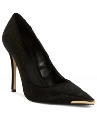 Get into the details of the metallic accents that adorn the front of Truth or Dare by Madonna's Corlew pumps. Get into the details of the metallic accents that adorn the front of Truth or Dare by Madonna's Corlew pumps.