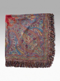 A dreamy blend of wool and silk, soft and luxurious, in a paisley-esque kaleidoscope of rich colors with a fringed border. Arrives in a gift box About 55 square 70% wool/30% silk; dry clean Made in Italy A dreamy blend of wool and silk, soft and luxurious, in a paisley-esque kaleidoscope of rich colors with a fringed border. Arrives in a gift box About 55 square 70% wool/30% silk; dry clean Made in Italy