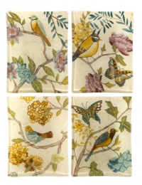 Prima Donna Designs Antique Aviary Glass Plate, Set of 4 Prima Donna Designs Antique Aviary Glass Plate, Set of 4
