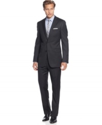 Designing with admirable understatement, DKNY tailors a slim-fit suit with a longer, leaner line. Designing with admirable understatement, DKNY tailors a slim-fit suit with a longer, leaner line.