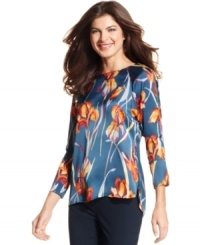 Wake up your wardrobe with Ellen Tracy's blooming blouse. The ultra-chic fit is so flattering on nearly every body! Wake up your wardrobe with Ellen Tracy's blooming blouse. The ultra-chic fit is so flattering on nearly every body!