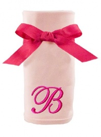 Princess Linens Embroidered Pink Initial Cotton Knit Blanket, B Princess Linens Embroidered Pink Initial Cotton Knit Blanket, B