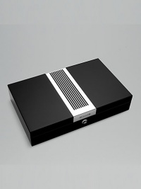 From the Christofle America Collection. Sleek, finely crafted lacquered wood design with enameled silverplate detail. Perfect gift idea 7W X 11¼L Made in Italy From the Christofle America Collection. Sleek, finely crafted lacquered wood design with enameled silverplate detail. Perfect gift idea 7W X 11¼L Made in Italy
