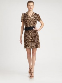 This chic one-piece design is patterned with an exotic leopard print.Button frontShort sleevesGathered back waist detailCotton/elastaneDry cleanMade in ItalyModel shown is 5'10 (177cm) wearing US size 4. This chic one-piece design is patterned with an exotic leopard print.Button frontShort sleevesGathered back waist detailCotton/elastaneDry cleanMade in ItalyModel shown is 5'10 (177cm) wearing US size 4.
