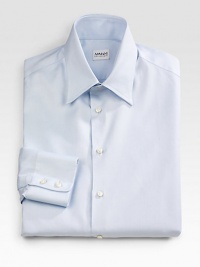 The finest quality dress shirt in textured Italian cotton twill. Point collar Button front Barrel cuffs Cotton Dry clean Imported The finest quality dress shirt in textured Italian cotton twill. Point collar Button front Barrel cuffs Cotton Dry clean Imported