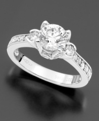A feminine, ornate design takes this gorgeous engagement ring to a new level. Round-cut certified diamonds (1-3/4 ct. t.w.) form an eye-catching center cluster, with round-cut channel-set diamonds. Set in beautiful 14k white gold. A feminine, ornate design takes this gorgeous engagement ring to a new level. Round-cut certified diamonds (1-3/4 ct. t.w.) form an eye-catching center cluster, with round-cut channel-set diamonds. Set in beautiful 14k white gold.