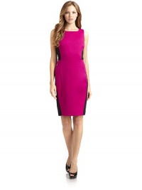 THE LOOKScoopneckContrast side and back panelsSleevelessBack zipper with hook-and-eye closureTHE FITAbout 36 from shoulder to hemTHE MATERIALPolyester/spandexContrast: polyester/rayon/spandexFully linedCARE & ORIGINDry cleanImportedModel shown is 5'9 (175cm) wearing US size 4. THE LOOKScoopneckContrast side and back panelsSleevelessBack zipper with hook-and-eye closureTHE FITAbout 36 from shoulder to hemTHE MATERIALPolyester/spandexContrast: polyester/rayon/spandexFully linedCARE & ORIGINDry cleanImportedModel shown is 5'9 (175cm) wearing US size 4.