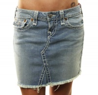 True Religion Women's Sadie Mini Super T Skirt Denim Jean Cowgirl Skirt