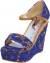 Two Lips Women's Bamboo Wedge Sandal,Blue,9 M US