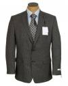 Calvin Klein Mens 2 Button Black Gray Check Wool Slim Fit Sport Coat Jacket