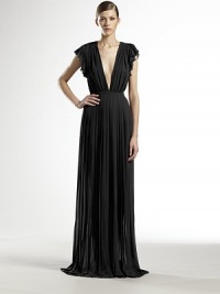 Lightweight silk georgettePlunging V necklineShoulder detailingSilkDry cleanMade in Italy of imported fabricModel shown is 5'11 (180cm) wearing US size 4. Lightweight silk georgettePlunging V necklineShoulder detailingSilkDry cleanMade in Italy of imported fabricModel shown is 5'11 (180cm) wearing US size 4.