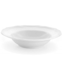 A unique geometric shape and clean, embossed design give this fine china fruit saucer from Mikasa's Antique White dinnerware and dishes collection a modern sensibility. The pure white color is a perfect contrast to the bold hues of fresh fruit. Perfect for everyday use. A unique geometric shape and clean, embossed design give this fine china fruit saucer from Mikasa's Antique White dinnerware and dishes collection a modern sensibility. The pure white color is a perfect contrast to the bold hues of fresh fruit. Perfect for everyday use.