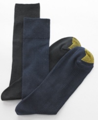 Softly spun for a sleek finish, these ribbed dress socks from Gold Toe come in a convenient four-pack to jump start your workweek. Softly spun for a sleek finish, these ribbed dress socks from Gold Toe come in a convenient four-pack to jump start your workweek.