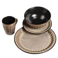 TTU Gallery 16-Piece Reactive Glaze Beads Dinnerware Set, Taupe TTU Gallery 16-Piece Reactive Glaze Beads Dinnerware Set, Taupe