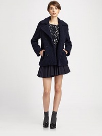 A cozy, stylish coat in stony fleece with a striking notched collar and gorgeous button front.Notched collarDouble-breasted button frontLong sleeves with button cuffsTwo slash side pocketsBack ventAbout 27½ from shoulder to hem70% wool/30% polyesterDry cleanImported of Italian fabricModel shown is 5'10 (177cm) wearing US size 4. A cozy, stylish coat in stony fleece with a striking notched collar and gorgeous button front.Notched collarDouble-breasted button frontLong sleeves with button cuffsTwo slash side pocketsBack ventAbout 27½ from shoulder to hem70% wool/30% polyesterDry cleanImported of Italian fabricModel shown is 5'10 (177cm) wearing US size 4.