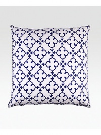 EXCLUSIVELY AT SAKS.COM. A pretty, hand-printed quatrefoil pattern in rich indigo on soft percale cotton.300 thread count percale cottonHand-stitched edgingConcealed zip closureImported EXCLUSIVELY AT SAKS.COM. A pretty, hand-printed quatrefoil pattern in rich indigo on soft percale cotton.300 thread count percale cottonHand-stitched edgingConcealed zip closureImported
