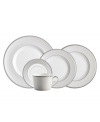 The Pointe d'Esprit dinnerware pattern captures the effervescence of celebration, with raised dots that flow from platinum-rimmed edges like a shower of confetti decorating your place settings.