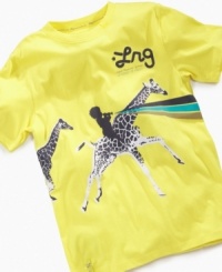 Take the reins. He'll feel like the leader of adventure in this fun t-shirt from LRG. Take the reins. He'll feel like the leader of adventure in this fun t-shirt from LRG.