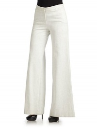THE LOOKFlat-front fleck tweed designNarrow waistband with hook-and-eye and interior button closureOn-seam side pocketsWide-leg silhouetteDual back button pocketsTHE FITRise, about 10Inseam, about 34THE MATERIAL94% cotton/4% elastane/2% polyesterFully linedCARE & ORIGINDry cleanImportedModel shown is 5'10 (177cm) wearing US size 4. THE LOOKFlat-front fleck tweed designNarrow waistband with hook-and-eye and interior button closureOn-seam side pocketsWide-leg silhouetteDual back button pocketsTHE FITRise, about 10Inseam, about 34THE MATERIAL94% cotton/4% elastane/2% polyesterFully linedCARE & ORIGINDry cleanImportedModel shown is 5'10 (177cm) wearing US size 4.