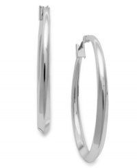 Get in the loop with Charter Club's stylish hoop earrings. With a shiny finish, they'll catch a few extra looks. Crafted in silver tone mixed metal. Approximate drop: 1-3/8 inches. Get in the loop with Charter Club's stylish hoop earrings. With a shiny finish, they'll catch a few extra looks. Crafted in silver tone mixed metal. Approximate drop: 1-3/8 inches.