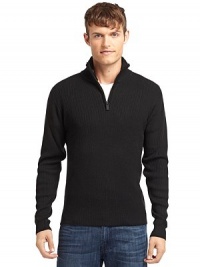 THE LOOKRibbed designStand collarQuarter-zip closureLong sleevesTHE MATERIALAcrylic/wool CARE & ORIGINMachine washImported THE LOOKRibbed designStand collarQuarter-zip closureLong sleevesTHE MATERIALAcrylic/wool CARE & ORIGINMachine washImported