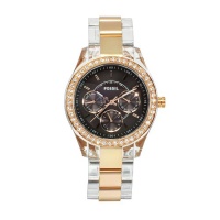 Fossil Women's ES2806 Stella Two Tone Bracelet Brown Dial Watch Fossil Women's ES2806 Stella Two Tone Bracelet Brown Dial Watch