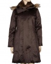 Andrew Marc Down Parka Puffer Coat XS X-Small Rabbit Fur Hoodie Brown