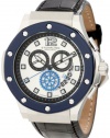 Stuhrling Original Men's 160F2.332U52 Special Reserve Apocalypse Trifecta Chronograph Date Silver Dial Blue Bezel Watch