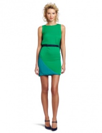 Halston Heritage Women's Cape Back Dress with Self Belt, Grass/Teal, 4 Halston Heritage Women's Cape Back Dress with Self Belt, Grass/Teal, 4