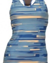 NIKE Women's Dri-Fit Printed Long Running Sleeveless Sport Top Bra-Blue