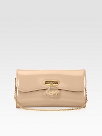 An elegant patent leather style with an iconic signature charm and a delicate link chain.Detachable chain shoulder strap, 8½ dropCharm flap closureOne inside zip pocketOne inside open pocketSuede and signature red lining10W X 5½H X 1¾DMade in Italy An elegant patent leather style with an iconic signature charm and a delicate link chain.Detachable chain shoulder strap, 8½ dropCharm flap closureOne inside zip pocketOne inside open pocketSuede and signature red lining10W X 5½H X 1¾DMade in Italy