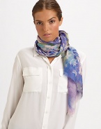 A vivid, wild flower watercolor print adorns this silk and cashmere wrap.55% cashmere/45% silkAbout 28 X 80Dry cleanImported