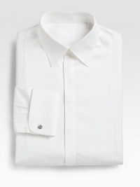 The essential shirt for formal fashion, woven in crisp cotton with a panel front and French cuffs. Modern fit Mother of pearl cuff links Point collar; topstitiched edge Covered placket front Machine wash ImportedThis style runs true to size. We recommend ordering your usual size for a standard fit. 