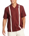 Cubavera Men's Short Sleeve Tri Color Insert Panel Embroidered Shirt