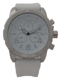 RayNell Color Domination Chronograph-Look XL Men's watch 1518 Look Silver Metal Case White Silicon Rubber Band