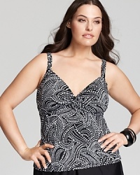 Miraclesuit's geometric print tankini is a welcome addition to your swimwear wardrobe. Add gold-tone jewelry and a wide brim hat for a look that's straight off the beaches of Ibiza. Miraclesuit's geometric print tankini is a welcome addition to your swimwear wardrobe. Add gold-tone jewelry and a wide brim hat for a look that's straight off the beaches of Ibiza.