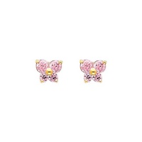 14K Yellow Gold October CZ Birthstone Butterfly Stud Earrings for Baby and Children (Pink Tourmaline, Light Pink) 14K Yellow Gold October CZ Birthstone Butterfly Stud Earrings for Baby and Children (Pink Tourmaline, Light Pink)