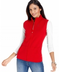 Karen Scott's quilted vest adds sporty style to any look! Try it with jeans and tee for a smart weekend ensemble. Karen Scott's quilted vest adds sporty style to any look! Try it with jeans and tee for a smart weekend ensemble.