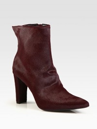 Daring point toe silhouette of lush pony hair with a towering heel and side zip. Self-covered heel, 3¾ (95mm)Pony hair upperSide zipLeather liningRubber solePadded insoleImported Daring point toe silhouette of lush pony hair with a towering heel and side zip. Self-covered heel, 3¾ (95mm)Pony hair upperSide zipLeather liningRubber solePadded insoleImported