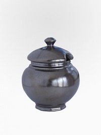 A charming breakfast companion, handcrafted in pewter with classic lines and color that matches any decor. Includes lid Pewter 4½H X 4 diam. Dishwasher safe Imported 
