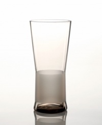 Crafted with a unique frosted band, this stylish highball glass makes everyday drinks a little more luxe. Crafted with a unique frosted band, this stylish highball glass makes everyday drinks a little more luxe.