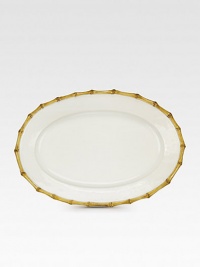 An elegant, sculptural and incredibly versatile platter is crafted in ceramic stoneware and finished with handpainted detail. From the Classic Bamboo Collection 13½ X 20 Dishwasher safe Imported An elegant, sculptural and incredibly versatile platter is crafted in ceramic stoneware and finished with handpainted detail. From the Classic Bamboo Collection 13½ X 20 Dishwasher safe Imported