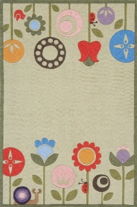 Momeni Retro Flowers Rug, Grass, 5' x 7'