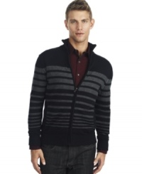Add a splash of stripes to your winter mix with this handsome Kenneth Cole Reaction sweater. Add a splash of stripes to your winter mix with this handsome Kenneth Cole Reaction sweater.