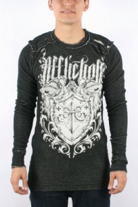 Affliction - Mens Warshield Rev. Thermal T-Shirt In Black Lava/White Affliction - Mens Warshield Rev. Thermal T-Shirt In Black Lava/White