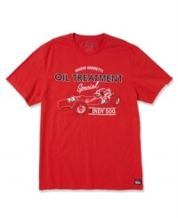 Pay homage to legend of the raceway Mario Andretti with this cool graphic tee from Izod for Indy 500. Pay homage to legend of the raceway Mario Andretti with this cool graphic tee from Izod for Indy 500.