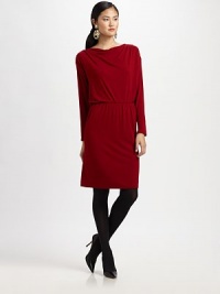 Simply sophisticated, this jersey dress with a hint of stretch features subtle draping and a comfortable elasticized waist.Draped necklineLong sleevesRuched details throughout bodiceElasticized waistBack yokeAbout 39 from shoulder to hem92% viscose/8% elastaneDry cleanImported Model shown is 5'9 (175cm) wearing US size Small. Simply sophisticated, this jersey dress with a hint of stretch features subtle draping and a comfortable elasticized waist.Draped necklineLong sleevesRuched details throughout bodiceElasticized waistBack yokeAbout 39 from shoulder to hem92% viscose/8% elastaneDry cleanImported Model shown is 5'9 (175cm) wearing US size Small.