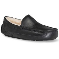 UGG Australia Men's Ascot Leather Slippers, 9, Black UGG Australia Men's Ascot Leather Slippers, 9, Black