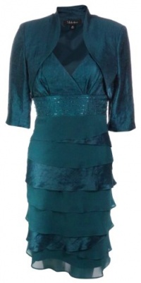 S L Fashions Women's Beaded Shimmer Tiered Jacket Dress S L Fashions Women's Beaded Shimmer Tiered Jacket Dress